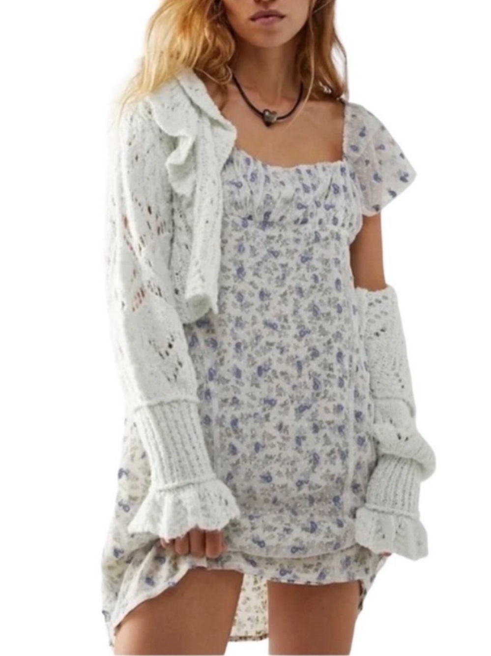 Free People | Sugar and Spice Floral Mini Dress Cottagecore Dainty Off Shoulder
